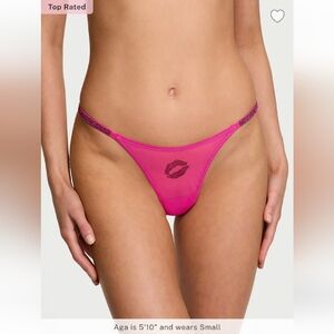 VS Very Sexy Flirty Mesh Shine Strap Thong Panty NWT NIP